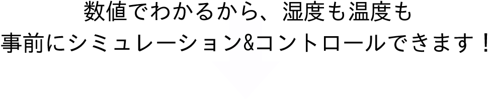 数値でわかるから、湿度も温度も事前にシミュレーション&コントロールできます